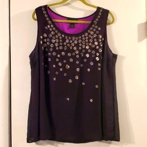 Lane Bryant plum sleeveless top. 20W sequin accent